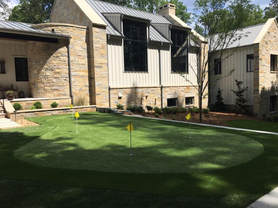 Side yard putting green installation